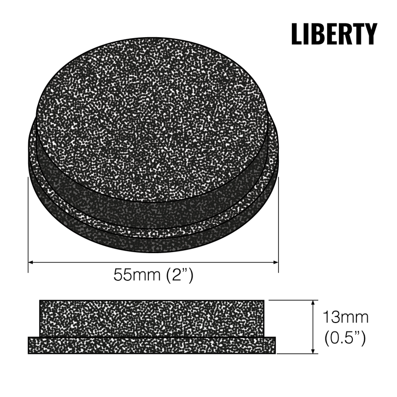 Load image into Gallery viewer, Graphic showing the dimensions of a Liberty Carbon filter