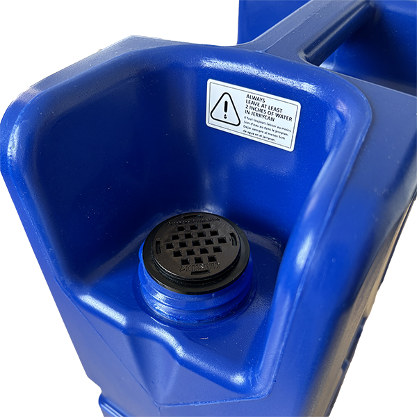 Load image into Gallery viewer, Blue plastic container with a black Gu filter and warning label on a white background